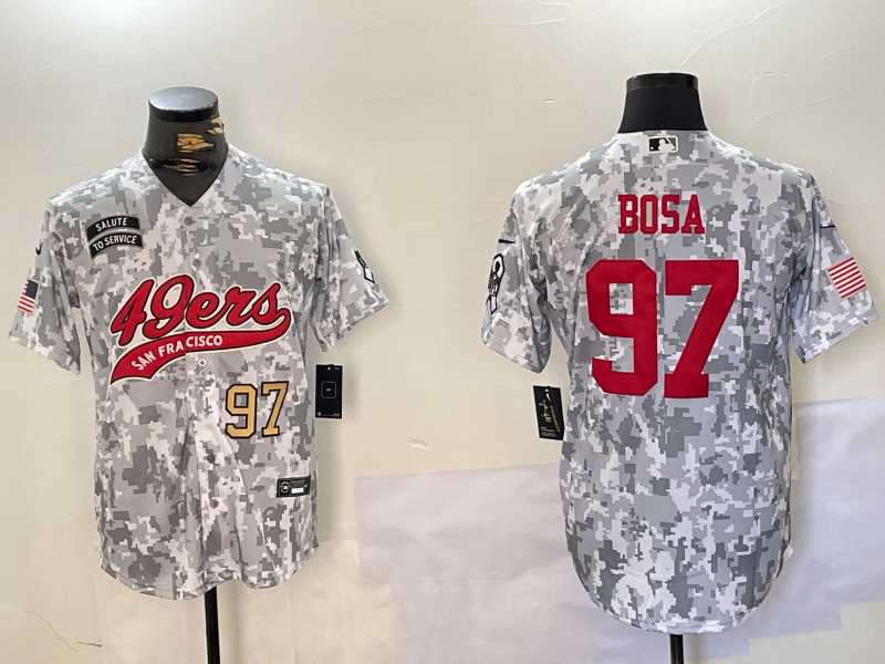 Men%27s San Francisco 49ers #97 Nick Bosa Arctic Camo 2024 Salute to Service Stitched Baseball Jerseys->san francisco 49ers->NFL Jersey